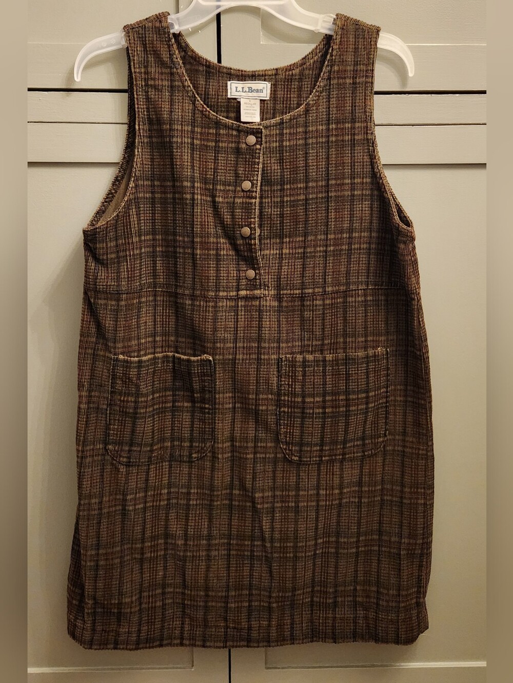 L.L. Bean Plaid Corduroy Cottagecore 90's Dress